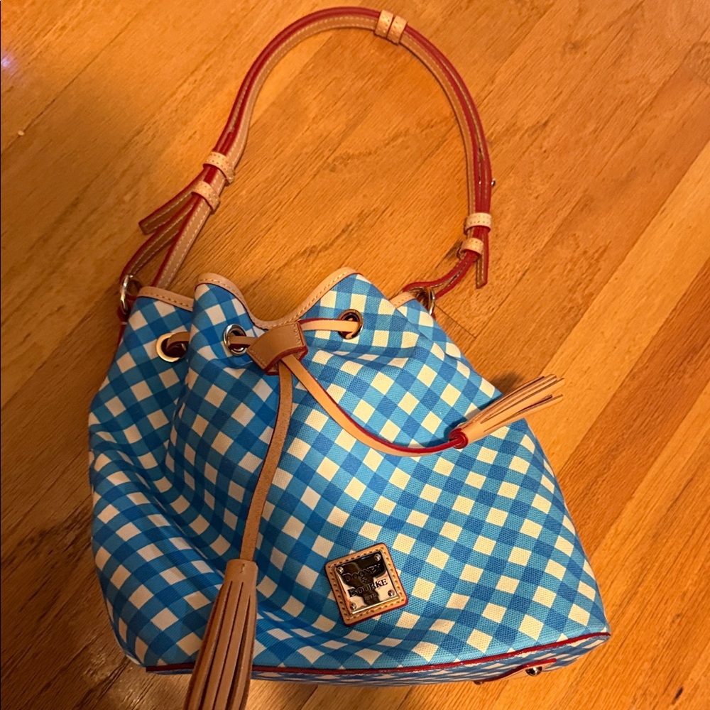 Dooney & Bourke Blue and White Checkered Shoulder Bag